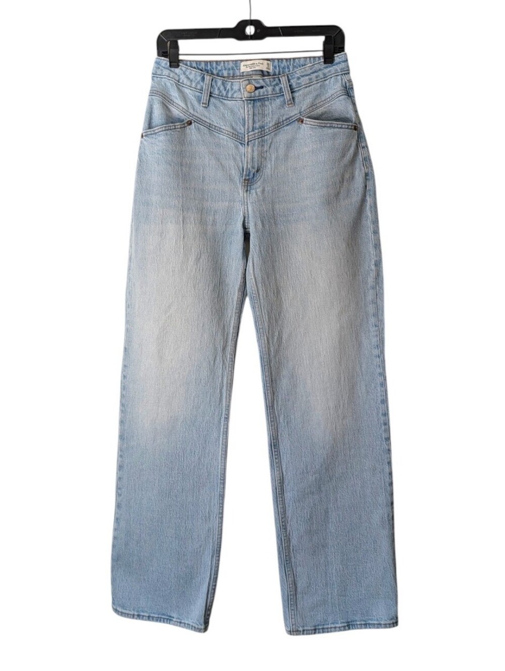 Abercrombie & Fitch Curve Love 90s Relaxed Yoke Front Wide Leg Jeans 6/28